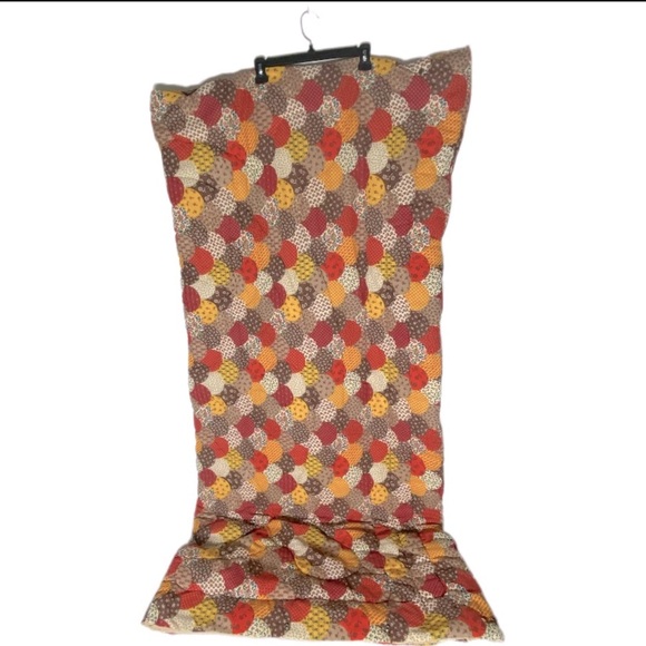 Vintage 70s Boho Brown Orange Yellow Floral Sleeping Bag - Picture 4 of 16